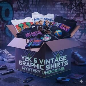 Mystery Box Mens vintage & Y2K graphic print tees L-XL 8 pieces reseller upcycle